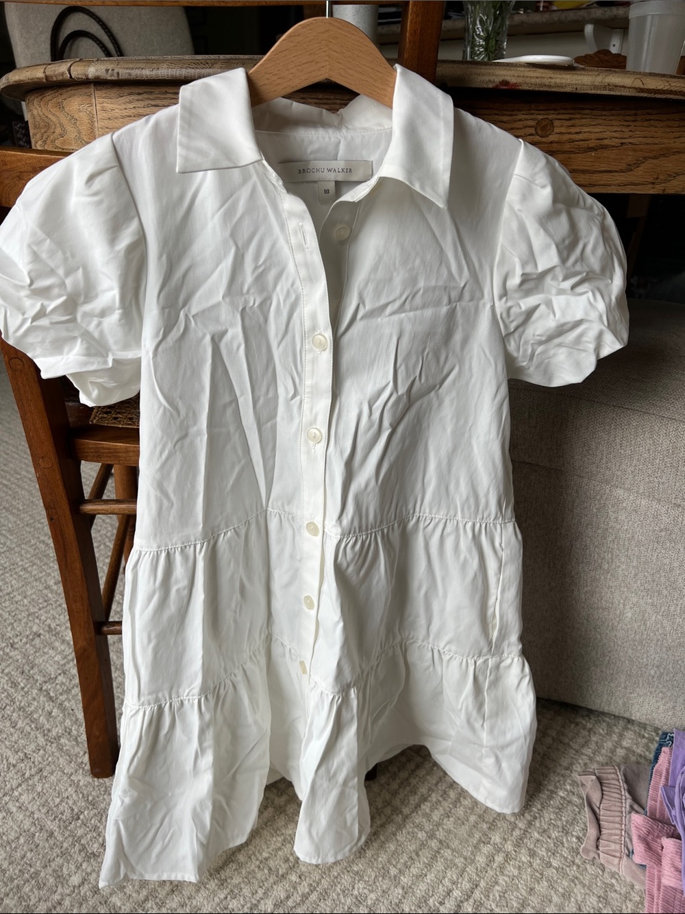 Brochu Walker White Tiered Button-Front Mini Dress